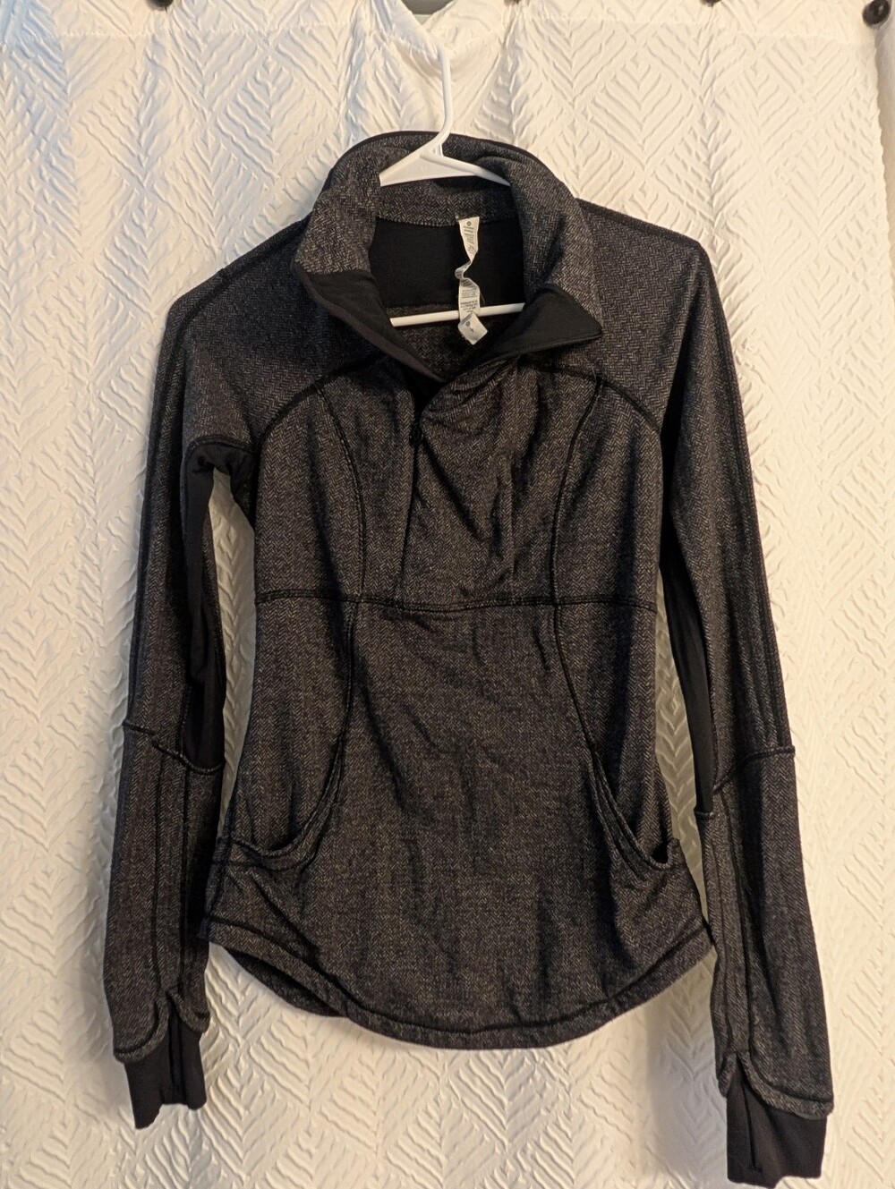 Lululemon Base Runner 1/2 Zip Heathered Herringbone Size 4